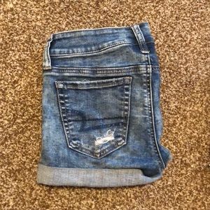 American eagle light blue distressed jean shorts